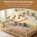 Montessori Floor Bed with Safety Guardrails - Pine Wood