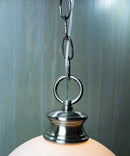 16"W Plug In Swag Milky White Glass Pendant Light Polished Nickel Finish