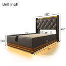 Upholstered Bed, 360 Surround LED Function, Remote Control, Hydraulic Storage Bed With USB, Type-C Charging (Without Mattress) by HouseOfZazla