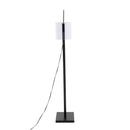 Arturo Contemporary Floor Lamp in Black Wood and Black Steel with White Fabric Shade