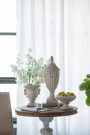 9.4x9.4x10.6' Decorative White Urn Planter with Distressed White Finish and Gold Accents by HouseOfZazla