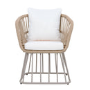 Outdoor 7-Piece Dining Set - Rectangular Teak Wood Table + 6 Wicker Chairs with Cushions by HouseOfZazla