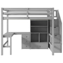 Loft Bed & L Shaped Desk, Drawers, Cabinet, And Storage Staircase by Unique Piece Furniture