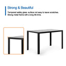 5 Pieces Dining Table Set For 4, Kitchen Room Tempered Glass Dining Table, 4 Faux Leather Chairs - Black by HouseOfZazla