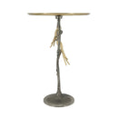 16x16x24" Metal Dual Bird Side Table with Round Tray