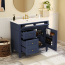 Bathroom Vanity With Top Sink, Modern Bathroom Storage Cabinet, 2 Drawers And A Tip-Out Drawer, Single Sink Bathroom Vanity - Blue by HouseOfZazla