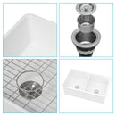 Elegant Dual Mount 32" Undermount Double Bowl Ceramic Kitchen Sink - White