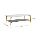 Coffee Table Rectangular Center Table For Living Room Open Space Side Table With Metal Frame - Golden / White by HouseOfZazla