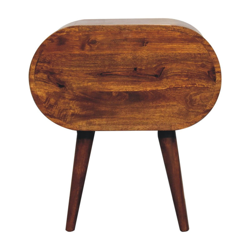 Solid Wood Large Chestnut Circular Bedside Table, photo 10 of 10