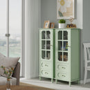 Minimalism Buffet Cabinet With Glass Doors And Double Drawer by HouseOfZazla