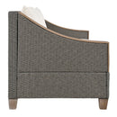 4-Piece Rattan Outdoor Conversation Sofa Set with Wooden Coffee Table and Cushions Seating 5 People for Patio, Garden and Backyard (Grey)