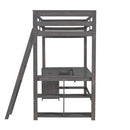 Loft Bed With U-Shaped Desk, Drawers, And Storage Shelves
