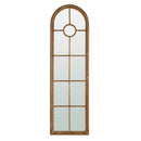 Half Round Elongated Mirror With Decorative Window Look Classic Architecture Style Solid Fir Wood Interior Decor - Brown by HouseOfZazla