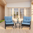 3 Pieces Patio Furniture Set Rocking Bistro Set Outdoor Rattan Conversation with Coffee Table for Garden Balcony Backyard Poolside