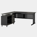L-Shaped Executive Desk With File Cabinet, Office Workstation With Drawers, Shelves & Storage