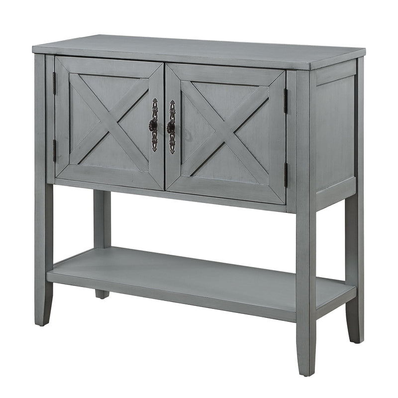 35" Farmhouse Wood Buffet Sideboard Console Table with Bottom Shelf and 2-Door Cabinet, for Living Room, Entryway, Kitchen Dining Room Furniture (Antique Gray)