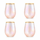 Festive Lustered Iridescent Stemless Wine - Set of 4