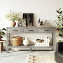 U_STYLE 59.1'' Farmhouse Entryway Table with 3 Drawers