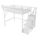 Full Size Loft Bed with Stairs and Storage Shelves by HouseOfZazla