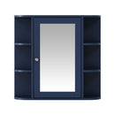 Bathroom Wall Storage Cabinet With Mirror And Adjustable Shelf, 6 Open Shelves