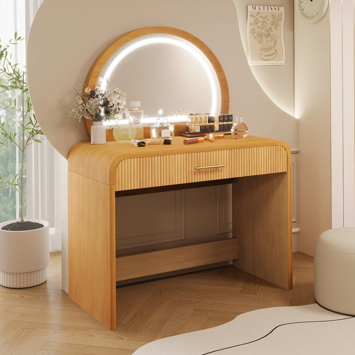 39" Makeup Vanity Table with Mirror Touch Screen Lighted Mirror, photo 3 of 10