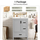 Bathroom Vanity With Sink, Soft Close Door, Double Layer Door Shelf And 3 Drawers - Gray by HouseOfZazla