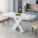 Rectangle Dining Table, Stretchable, X Shape Legs - White by HouseOfZazla