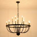 15-Light Industrial Iron Candle Chandelier Modern Farmhouse Pendant Light