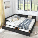 Mid-Century Storage Upholstered Tufted Bed Frame With Backrest And Armrests by HouseOfZazla