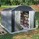 10 Ft X 12 Ft Outdoor Metal Storage Shed With Arch Roof With Lockable Doors For Backyard Garden Patio Lawn - Black by HouseOfZazla