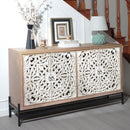 Carved 4 Door Cabinet, Storage Sideboard For Living Room - Multi