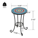 Patio Side Table with Shelf, Blue and Black by HouseOfZazla