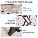 A modern minimalist style marble patterned coffee table with black metal legs. Computer desk. Game table. Tea table. CT-XX