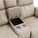 Elison - Motion Loveseat With Console - Dark Beige Polish Microfiber by Unique Piece Furniture