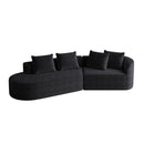Upholstered Oversized Sectional Sofa, 4 Seater Extra Deep & Wide Seat Curved Cloud Couch With 4 Throw Pillows, Free Combination Living Room - Black by HouseOfZazla