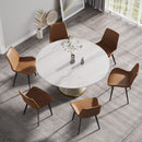 Modern Artificial Stone Round Carbon Steel Base Dining Table, Can Accommodate 6 People by HouseOfZazla