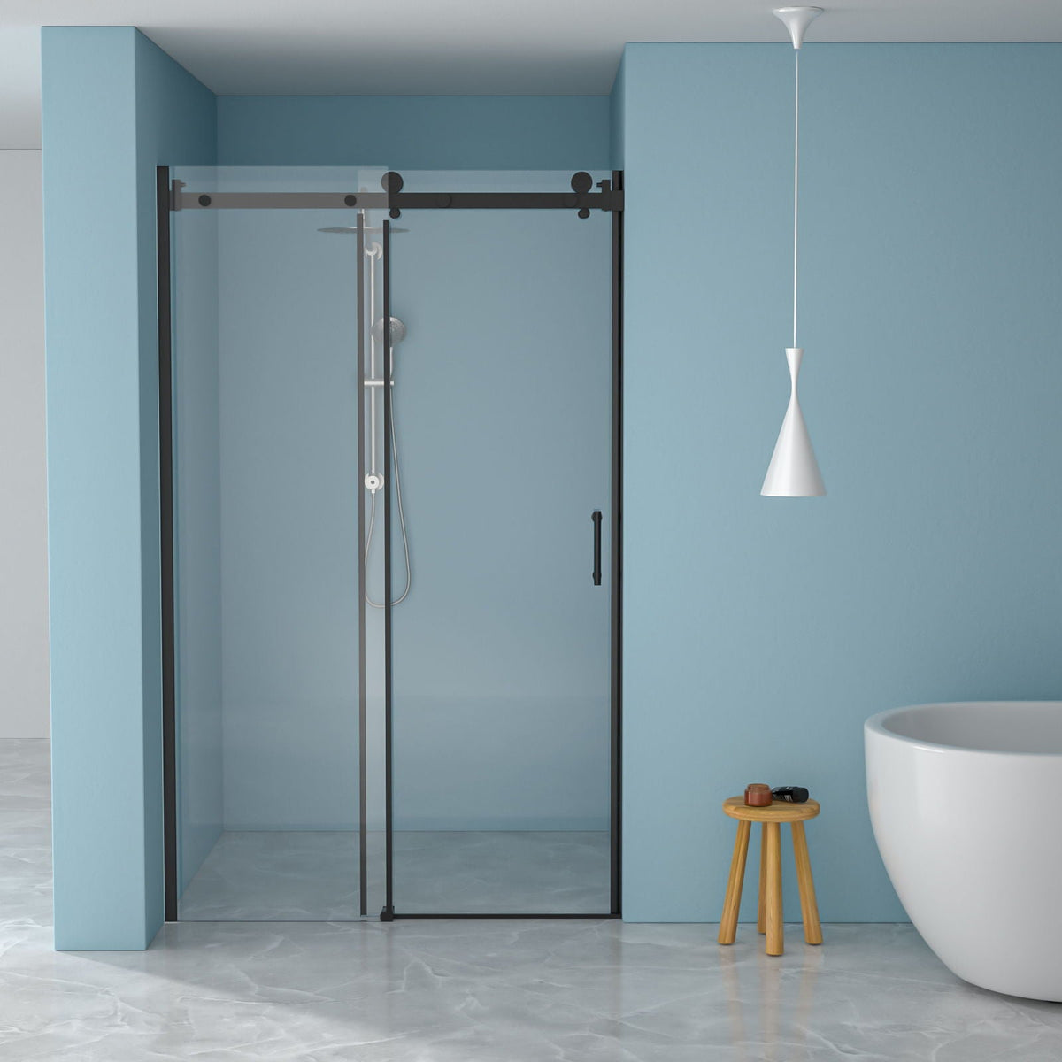 Modern Single Slide Shower Door, Tempered Glass, Stainless Steel Frame, photo 13 of 21