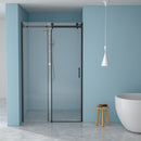 Modern Single Slide Shower Door, Tempered Glass, Stainless Steel Frame by HouseOfZazla