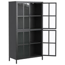 Premium Metal Storage Cabinet With Tempered Glass Doors, Adjustable Shelves, And Anti Tipping Device - Black by HouseOfZazla