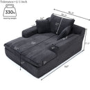 Oversized Upholstered Chaise Lounge Chair Sleeper Couch - Gray by HouseOfZazla