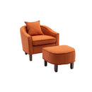 Accent Chair with Ottoman, Mid Century Modern Barrel Chair Upholstered Club Tub Round Arms Chair for Living Room