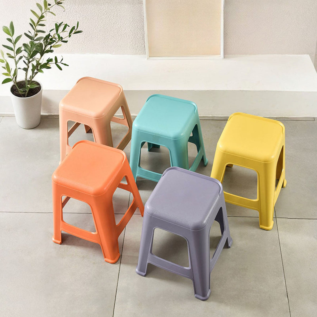 5 Pack Stackable Classroom Stools, 18.8" Height Colorful Nesting Plastic Stool, photo 2 of 7