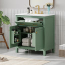 Bathroom Vanity With Ceramic Sink, Modern Single Bathroom Cabinet With 2 Doors And A Shelf, Soft Close Doors by Unique Piece Furniture