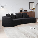 Upholstered Oversized Sectional Sofa, 4 Seater Extra Deep & Wide Curved Cloud Couch With 4 Throw Pillows For Living Room - Black by HouseOfZazla