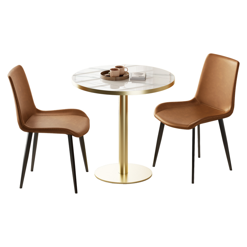 Round Modern Dinning Table 31.5 inches Bistro Table Tulip Table with Faux Marble top,Easy Assemble,Sturdy Metal Frame Diameter