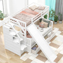 Bunk Bed With Storage Staircase, Slide, Desk, Drawers, And Shelves by HouseOfZazla