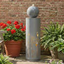 34.25'H Light Gray Metal Cutout Outdoor Water Fountain with LED Lights by HouseOfZazla