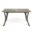 Transitional Acacia Wood Dining Table With Slat Panel Top - Gray