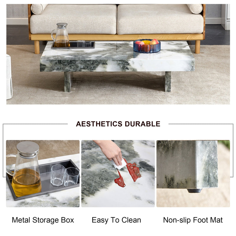 A modern and practical coffee table with black and white patterns. Made of MDF material. The fusion of elegance and natural fashion 47.2"x 23.6"x 12 "