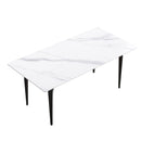 70.87" Modern Artificial Stone White Straight Edge Black Metal Leg Dining Table, Can Accommodate 6-8 People - White / Black by Unique Piece Furniture